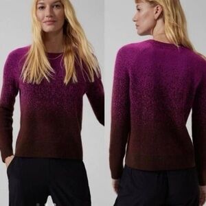 Athleta Merino Wool Hawthorn Textured Crew Sweater New Horizon Ombre Warm Small